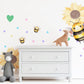 Bee Wall Stickers, Bee Nursery Decor, Bumble Bee Sunflower Heart Wall Decals, Neutral Kids Room Baby Nursery Peel and Stick Wall Art