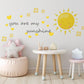 You Are My Sunshine Wall Sticker, Sunshine Nursery Decor, Sun Heart Flower Quote Wall Decals, Kids Room Baby Nursery Peel and Stick Art