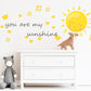 You Are My Sunshine Wall Sticker, Sunshine Nursery Decor, Sun Heart Flower Quote Wall Decals, Kids Room Baby Nursery Peel and Stick Art