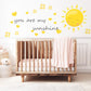 You Are My Sunshine Wall Sticker, Sunshine Nursery Decor, Sun Heart Flower Quote Wall Decals, Kids Room Baby Nursery Peel and Stick Art