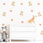 Teddy Bear Wall Stickers, Teddy Bear Nursery Decor, Boho Heart Wall Decals, Neutral Kids Room Baby Nursery Peel and Stick Wall Art