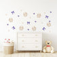 Bunny Wall Stickers, Cute Bunny Nursery Decor, Purple Bows Hearts Stars, Girls Room Kids Bedroom Rabbit Peel and Stick Wall Art