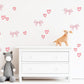 Pink Bow Wall Stickers, Coquette Heart Nursery Decor, Bow and Heart Wall Decals, Girls Room Baby Girl Nursery Peel and Stick Wall Art