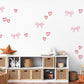 Pink Bow Wall Stickers, Coquette Heart Nursery Decor, Bow and Heart Wall Decals, Girls Room Baby Girl Nursery Peel and Stick Wall Art