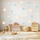 Flower Wall Stickers, Boho Floral Nursery Decor, Blue Tulip Daisy Wall Decals, Scandi Kids Room Baby Neutral Peel and Stick Wall Art
