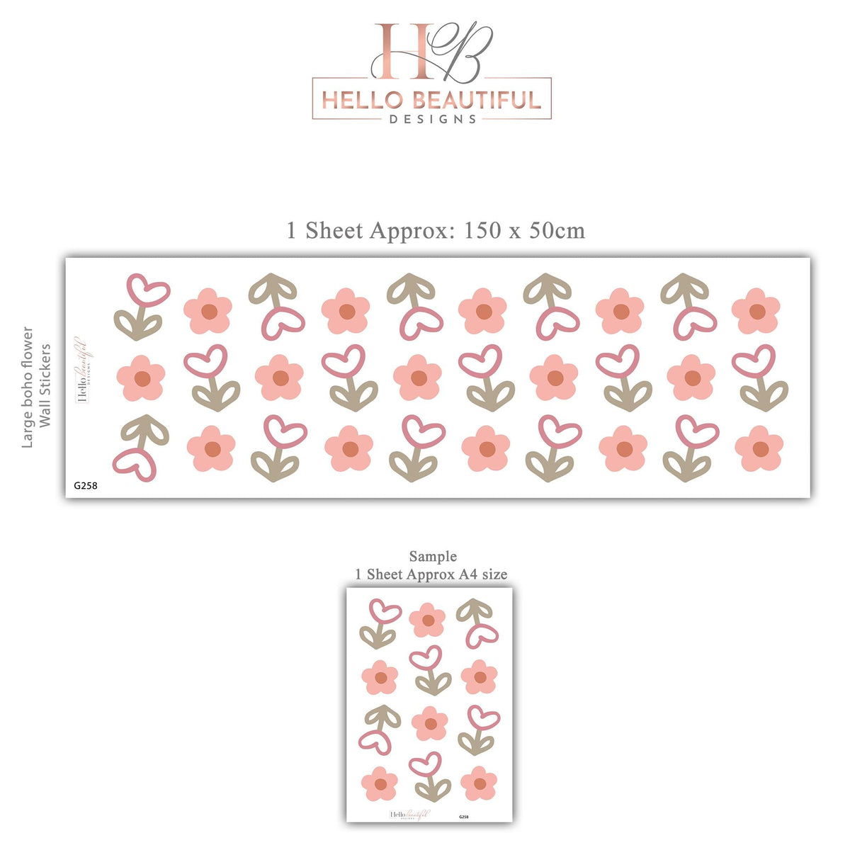 Boho Flower Wall Stickers, Pink Daisy Nursery Decor, Floral Tulip Wall Decals, Girls Room Baby Girl Nursery Peel and Stick Wall Art