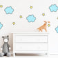 Blue Cloud and Yellow Star Wall Stickers, Baby Boy Nursery Decor, Sky Wall Decals, Ceiling Stickers, Peel and Stick
