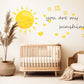 You Are My Sunshine Wall Sticker, Sunshine Nursery Decor, Sun Heart Flower Quote Wall Decals, Kids Room Baby Nursery Peel and Stick Art