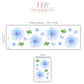 Blue Flower Wall Stickers, Watercolour Floral Nursery Decor, Blue Butterfly Wall Decals, Girls Kids Room Bedroom Peel and Stick Wall Art