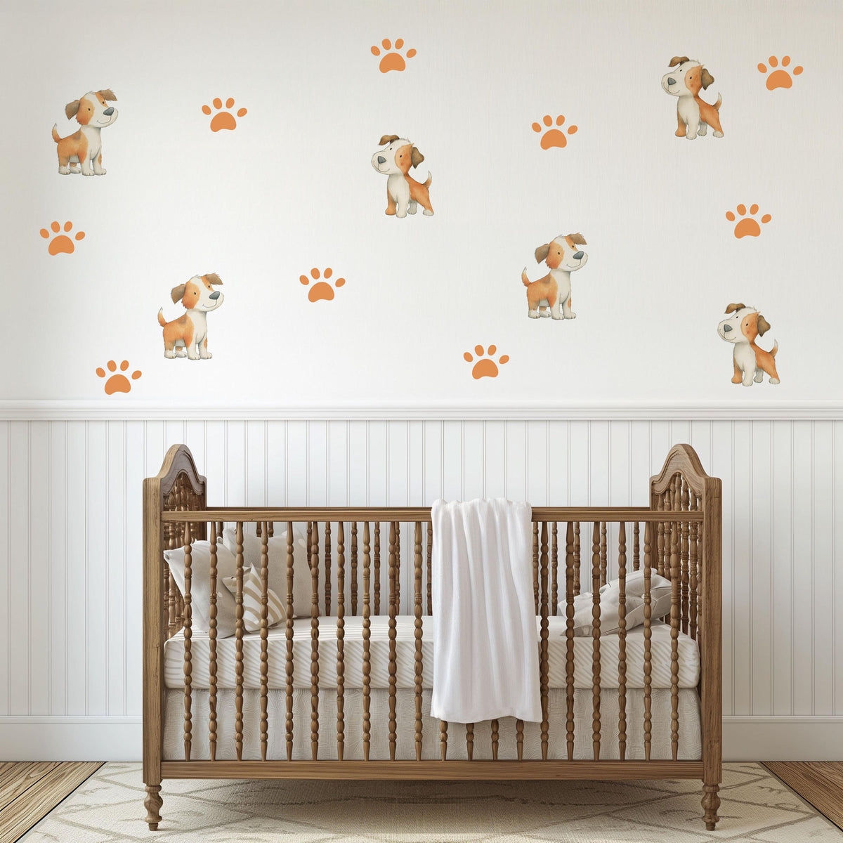 Puppy Wall Stickers, Dog Nursery Decor, Puppy Paw Print Wall Decals, Boys Girls Kids Room Baby Dog Lover Peel and Stick Wall Art
