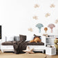 Mushroom Wall Stickers, Boho Woodland Nursery Decor, Muted Mushroom Moth Wall Decals, Kids Room Gender Neutral Baby Peel and Stick Art