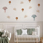 Mushroom Wall Stickers, Boho Woodland Nursery Decor, Muted Mushroom Moth Wall Decals, Kids Room Gender Neutral Baby Peel and Stick Art