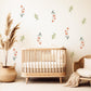Wildflower Wall Stickers, Daisy Nursery Decor, Boho Floral Leaf Wall Decals, Girls Kids Room Baby Neutral Peel and Stick Wall Art
