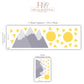 Mountain Wall Stickers, Adventure Nursery Decor, Grey Mountain Sun Wall Decals, Scandi Boys Kids Room Baby Peel and Stick Wall Art