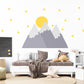 Mountain Wall Stickers, Adventure Nursery Decor, Grey Mountain Sun Wall Decals, Scandi Boys Kids Room Baby Peel and Stick Wall Art