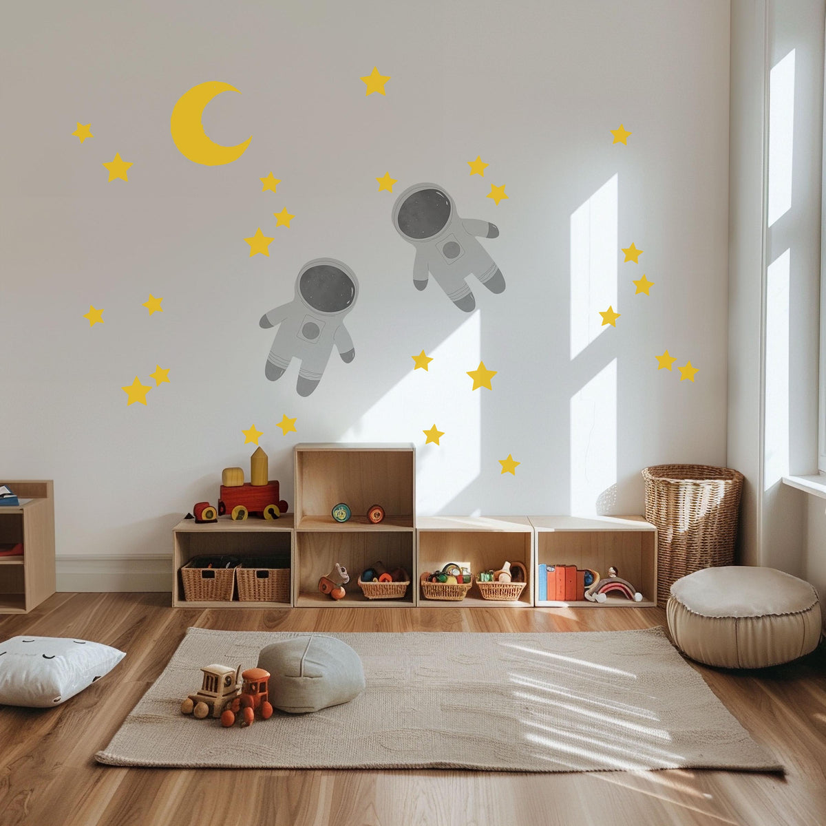 Astronaut Wall Stickers, Space Nursery Decor, Moon Star Astronaut Wall Decals, Boys Kids Room Baby Boy Peel and Stick Wall Art