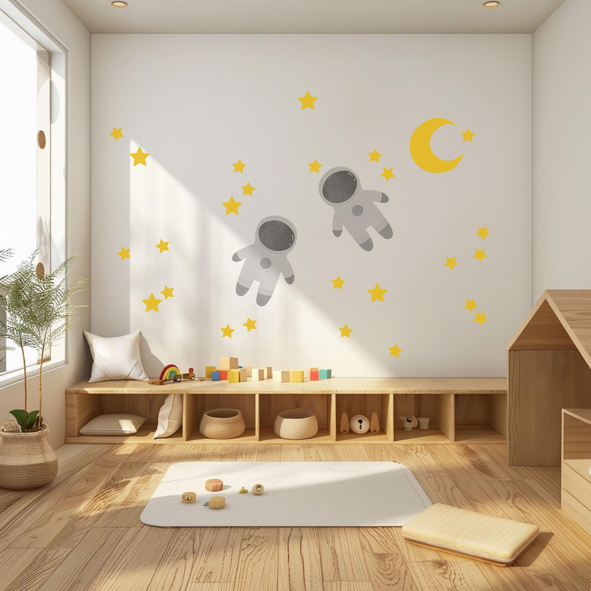Astronaut Wall Stickers, Space Nursery Decor, Moon Star Astronaut Wall Decals, Boys Kids Room Baby Boy Peel and Stick Wall Art
