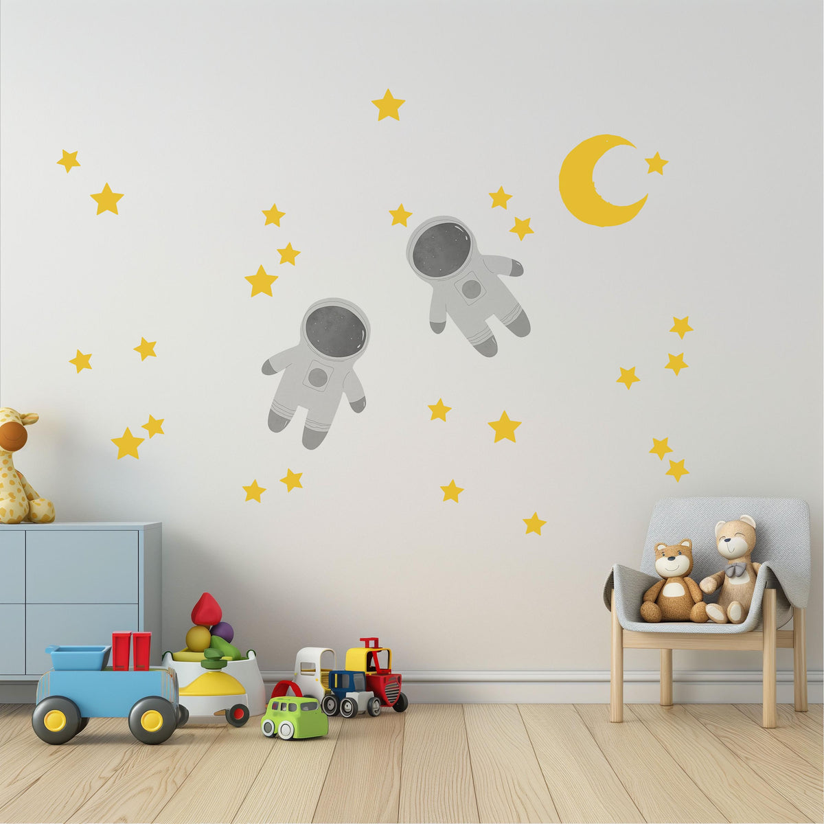 Astronaut Wall Stickers, Space Nursery Decor, Moon Star Astronaut Wall Decals, Boys Kids Room Baby Boy Peel and Stick Wall Art