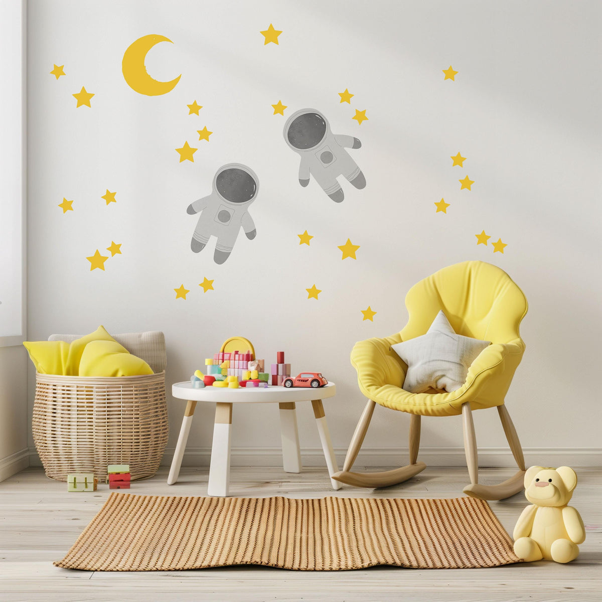Astronaut Wall Stickers, Space Nursery Decor, Moon Star Astronaut Wall Decals, Boys Kids Room Baby Boy Peel and Stick Wall Art