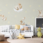 Bunny Wall Stickers, Vintage Bunny Nursery Decor, Sleepy Rabbit Cloud Wall Decals, Neutral Kids Room Baby Peel and Stick Wall Art
