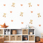 Teddy Bear Wall Stickers, Teddy Bear Nursery Decor, Boho Heart Wall Decals, Neutral Kids Room Baby Nursery Peel and Stick Wall Art