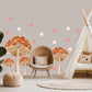 Mushroom Wall Stickers, Boho Toadstool Nursery Decor, Pink Dot Mushroom Wall Decals, Girls Kids Room Baby Peel and Stick Wall Art