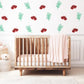 Moth Wall Stickers, Red Moth Leaf Nursery Decor, Botanical Folk Wall Decals, Boho Kids Room Baby Neutral Peel and Stick Wall Art