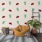 Moth Wall Stickers, Red Moth Leaf Nursery Decor, Botanical Folk Wall Decals, Boho Kids Room Baby Neutral Peel and Stick Wall Art