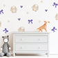 Bunny Wall Stickers, Cute Bunny Nursery Decor, Purple Bows Hearts Stars, Girls Room Kids Bedroom Rabbit Peel and Stick Wall Art