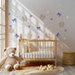 Bunny Wall Stickers, Cute Bunny Nursery Decor, Purple Bows Hearts Stars, Girls Room Kids Bedroom Rabbit Peel and Stick Wall Art