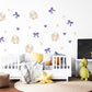 Bunny Wall Stickers, Cute Bunny Nursery Decor, Purple Bows Hearts Stars, Girls Room Kids Bedroom Rabbit Peel and Stick Wall Art