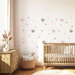 Paw Print Wall Stickers, Pink Puppy Paw Nursery Decor, Hearts Sparkles Kids Room, Girls Bedroom Cat Dog Peel and Stick Wall Art