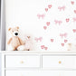Pink Bow Wall Stickers, Coquette Heart Nursery Decor, Bow and Heart Wall Decals, Girls Room Baby Girl Nursery Peel and Stick Wall Art
