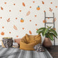 Pumpkin Wall Stickers, Autumn Nursery Decor, Fall Leaves Heart Wall Decals, Kids Room Halloween Boho Neutral Peel and Stick Wall Art