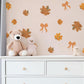 Autumn Leaf Wall Stickers, Fall Leaf Bow Nursery Decor, Maple Leaves Wall Decals, Kids Room Boho Neutral Seasonal Peel and Stick Art