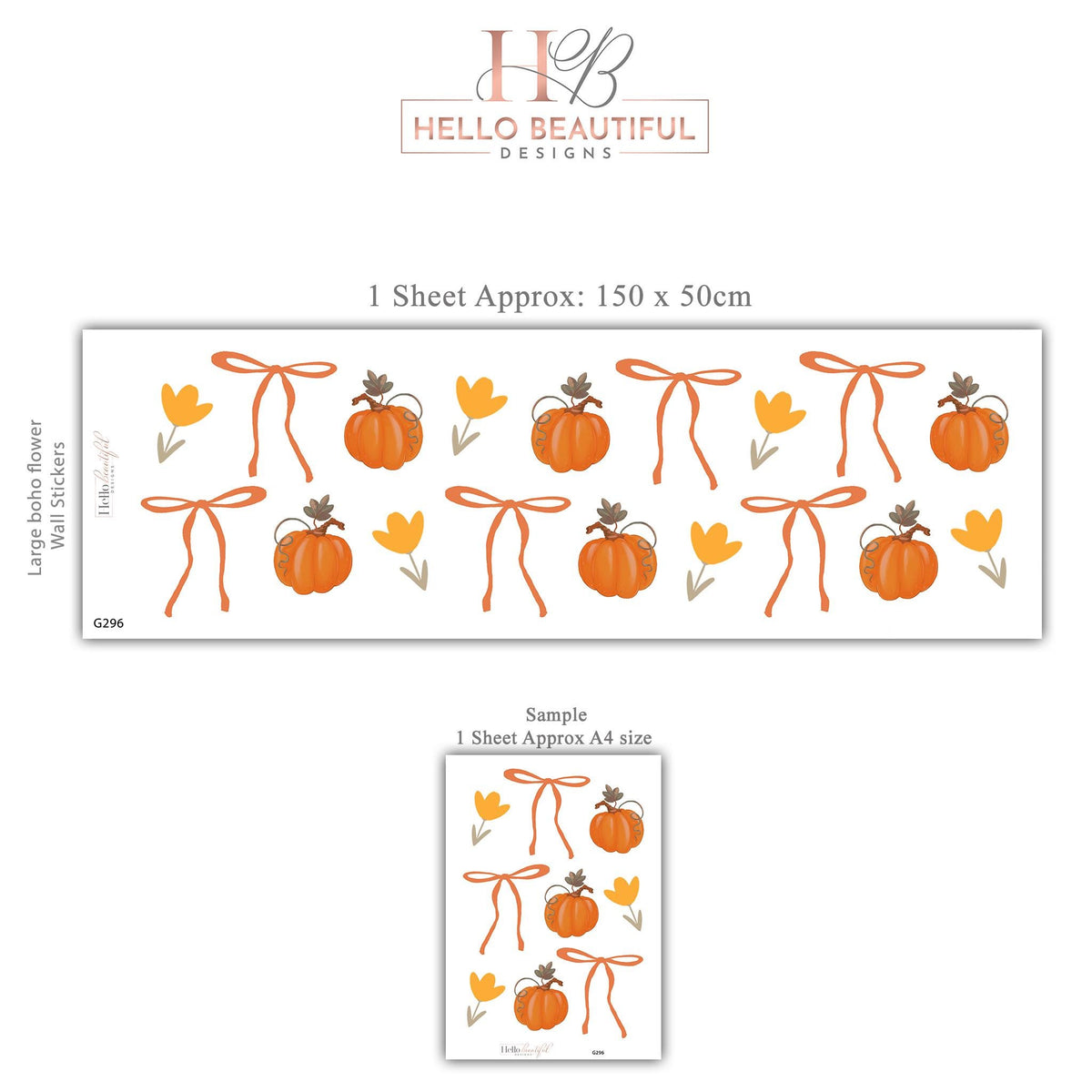 Pumpkin Wall Stickers, Autumn Coquette Nursery Decor, Bow Tulip Pumpkin Wall Decals, Girls Kids Room Baby Seasonal Peel and Stick Art