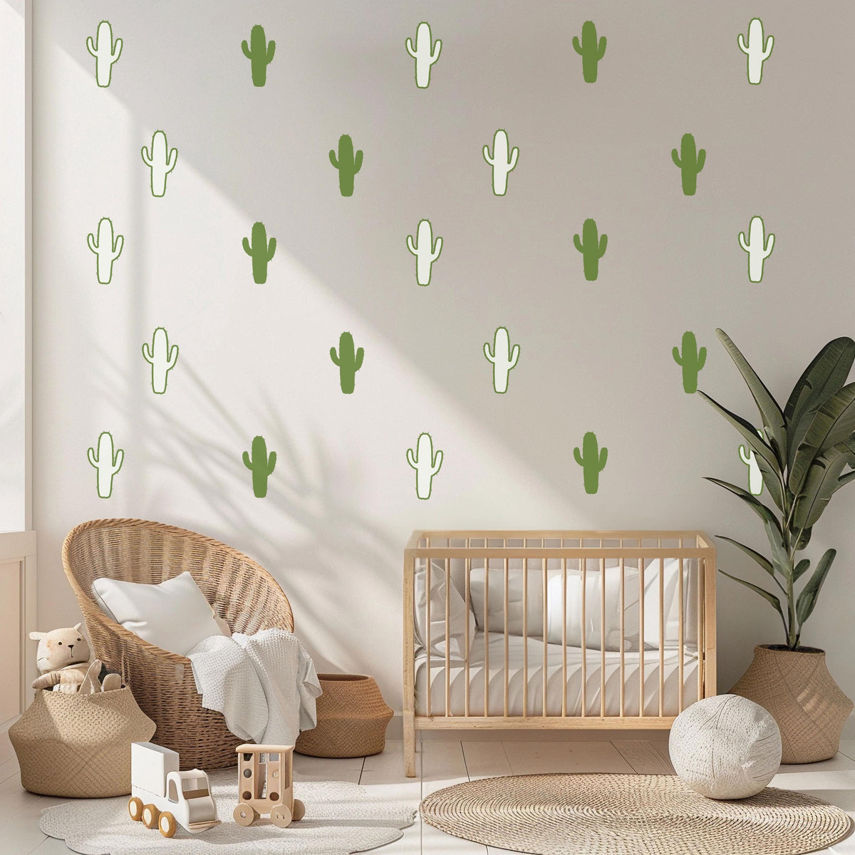 Cactus Wall Stickers, Boho Cactus Nursery Decor, Green Desert Wall Decals, Gender Neutral Kids Room Baby Playroom Peel and Stick Art