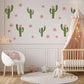 Cactus Wall Stickers, Pink Flower Cactus Nursery Decor, Boho Floral Wall Decals, Girls Kids Room Baby Desert Peel and Stick Wall Art