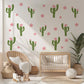 Cactus Wall Stickers, Pink Flower Cactus Nursery Decor, Boho Floral Wall Decals, Girls Kids Room Baby Desert Peel and Stick Wall Art