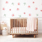 Pink Flower Wall Stickers, Watercolour Floral Nursery Decor, Blossom Leaf Wall Decals, Girls Kids Room Baby Peel and Stick Wall Art