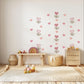 Pink Flower Wall Stickers, Boho Heart Tulip Nursery Decor, Floral Heart Wall Decals, Girls Room Baby Girl Peel and Stick Wall Art