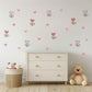 Pink Flower Wall Stickers, Boho Heart Tulip Nursery Decor, Floral Heart Wall Decals, Girls Room Baby Girl Peel and Stick Wall Art