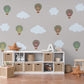 Hot Air Balloon Wall Stickers, Cloud and Rainbow Nursery Decor, Boho Balloon Wall Decals, Kids Room, Peel and Stick