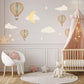 Hot Air Balloon Wall Stickers, Moon Star Cloud Nursery Decor, Dreamy Sky Wall Decals, Gender Neutral Kids Room Peel and Stick Art