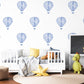 Hot Air Balloon Wall Stickers, Blue Balloon Nursery Decor, Watercolour Balloon Wall Decals, Baby Boy Kids Room Peel and Stick Wall Art