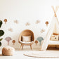 Mushroom Wall Stickers, Boho Woodland Nursery Decor, Muted Mushroom Moth Wall Decals, Kids Room Gender Neutral Baby Peel and Stick Art