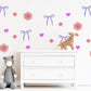 Bow Wall Stickers, Coquette Blossom Heart Nursery Decor, Pink Flower Purple Bow Wall Decals, Girls Room Baby Girl Peel and Stick Art