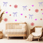 Bow Wall Stickers, Coquette Blossom Heart Nursery Decor, Pink Flower Purple Bow Wall Decals, Girls Room Baby Girl Peel and Stick Art