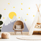 Mountain Wall Stickers, Adventure Nursery Decor, Grey Mountain Sun Wall Decals, Scandi Boys Kids Room Baby Peel and Stick Wall Art