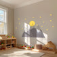 Mountain Wall Stickers, Adventure Nursery Decor, Grey Mountain Sun Wall Decals, Scandi Boys Kids Room Baby Peel and Stick Wall Art
